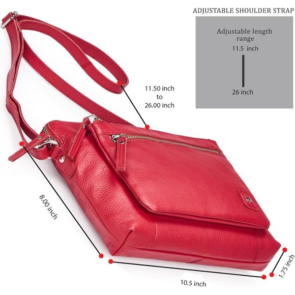 Women Red Imported Leather Polyester Crossbody Sling Shoulder Crossover Bag - Picture 3 of 6